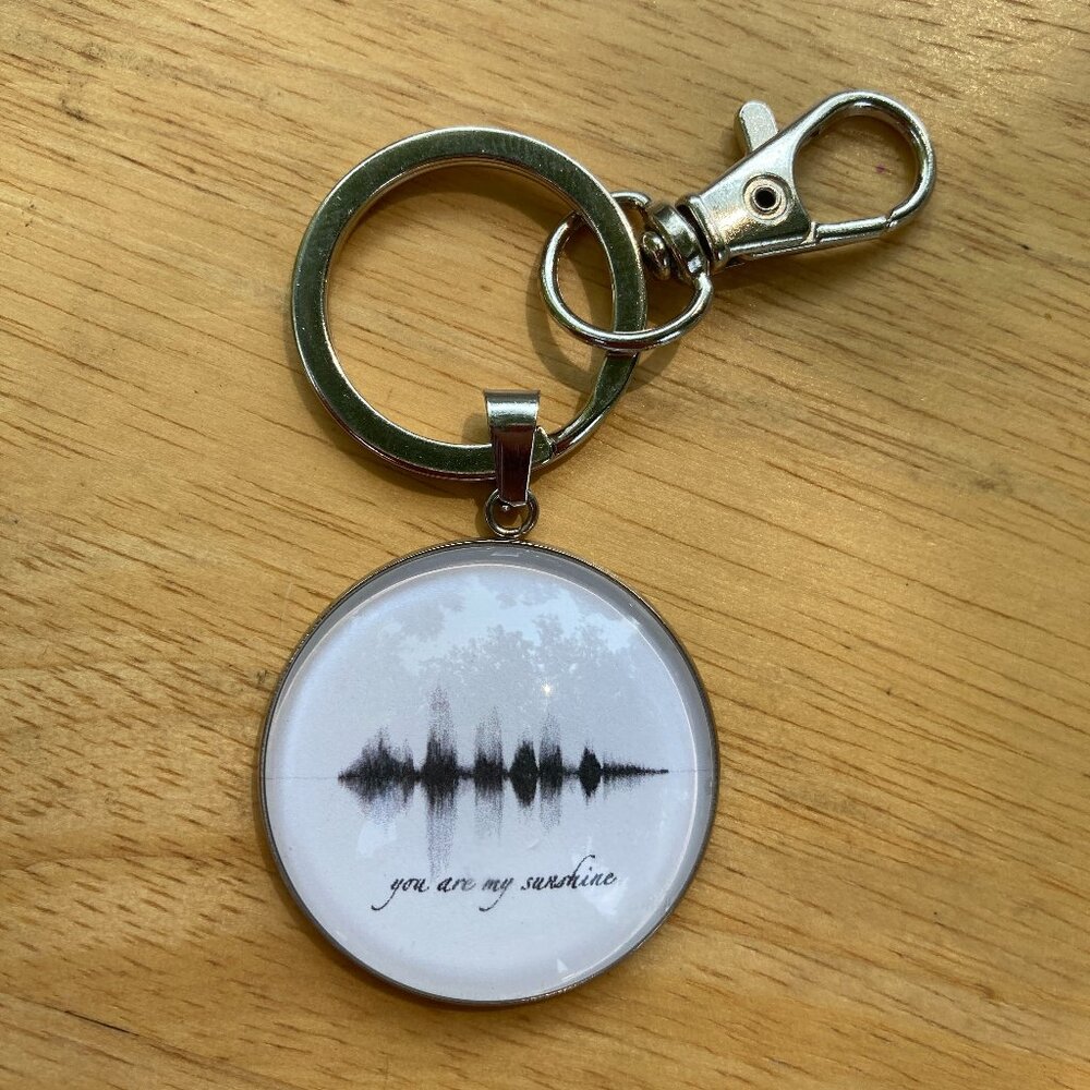 NEW You Are My Sunshine Soundwave Steel Keychain 1.18in Black White Minimalist